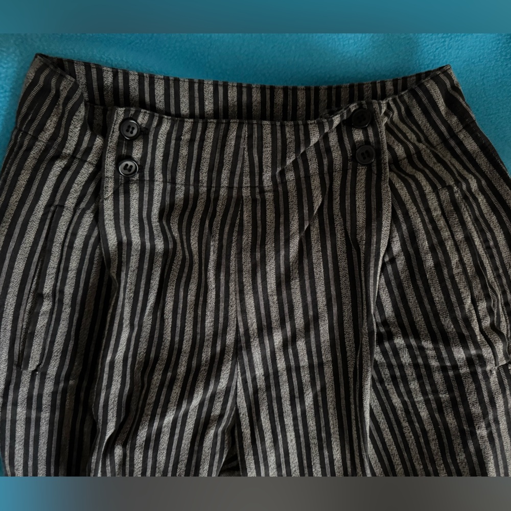Button up front pleated pin stripe pant